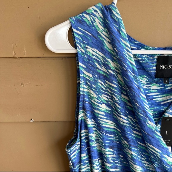 NIC+ZOE Women’s Sleeveless V-Neck Wrap Twist Blue Multicolor Top Size L NWT - Picture 2 of 6